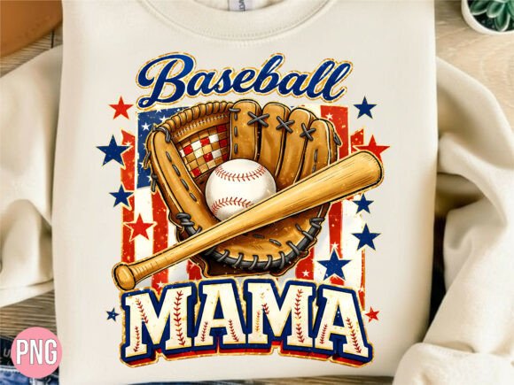 Elevating Patriotic Sports Design: The Strategic Value of the American Flag Baseball Mama Graphic PNG