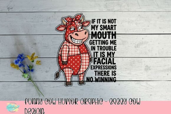 Funny Cow Humor Graphic - Sassy Cow Design: Integrating Character Art into Creative Workflows