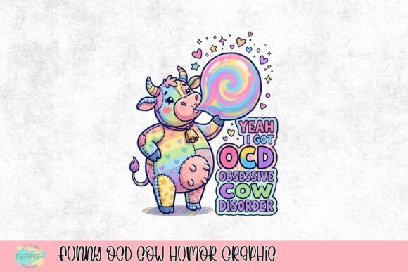 Funny OCD Cow Humor Graphic: Design Uses