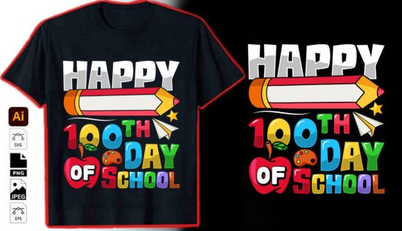 Happy 100 Th Day of School Graphic Shirt: Elevating Milestone Apparel with Professional Design