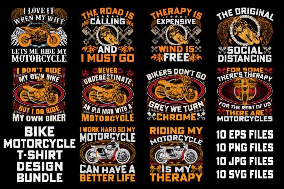 Motorcycle T-Shirt Design Bundle Graphic