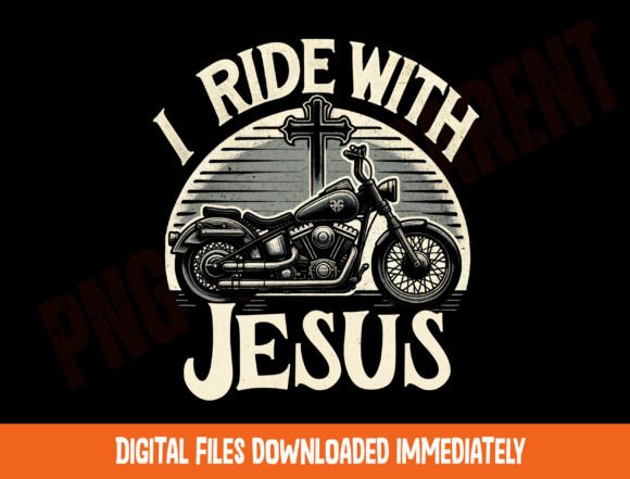 Vintage Motorbike Graphic PNG Digital: Merging Faith and Classic Style