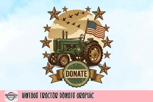 Vintage Tractor Donate Graphic: Strategic Application for Fundraising and Brand Identity